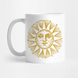 Sun Face | Sun with Face | Vintage Style Sun Illustration | Gold | Mug